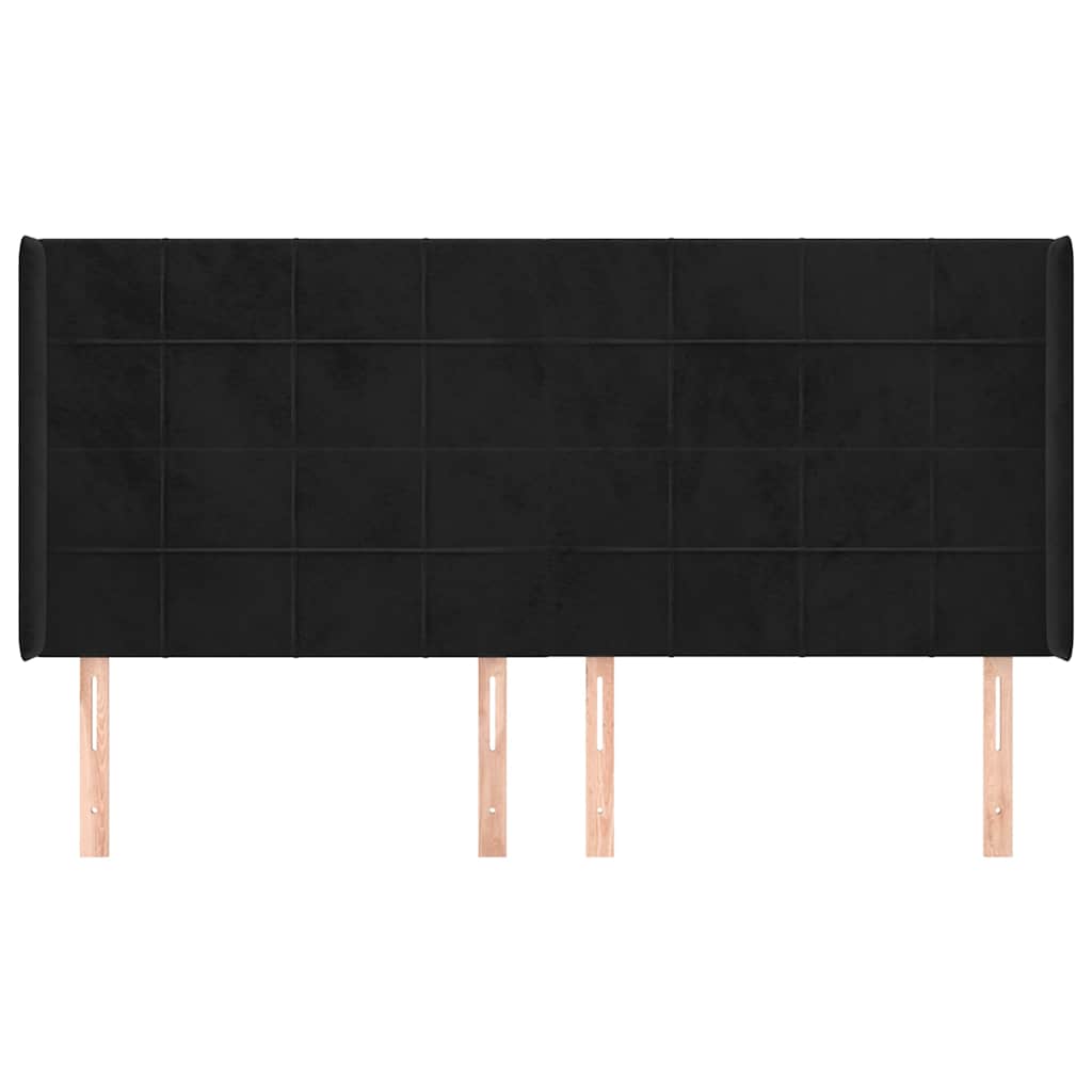 vidaXL Κεφαλάρι με Πτερύγια Μαύρο 163x16x118/128 εκ. Βελούδινο