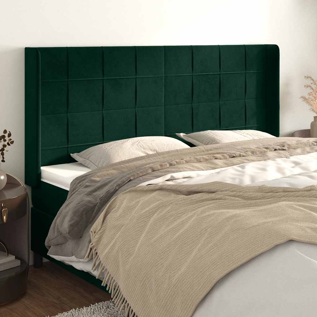 vidaXL Κεφαλάρι με Πτερύγια Πράσινο 163x16x118/128 εκ. Βελούδινο