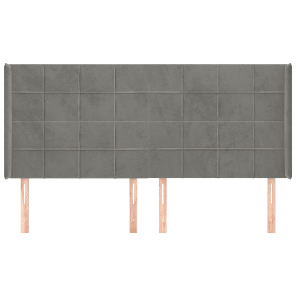 vidaXL Κεφαλάρι με Πτερύγια Ανοιχτό Γκρι 183x16x118/128 εκ. Βελούδινο