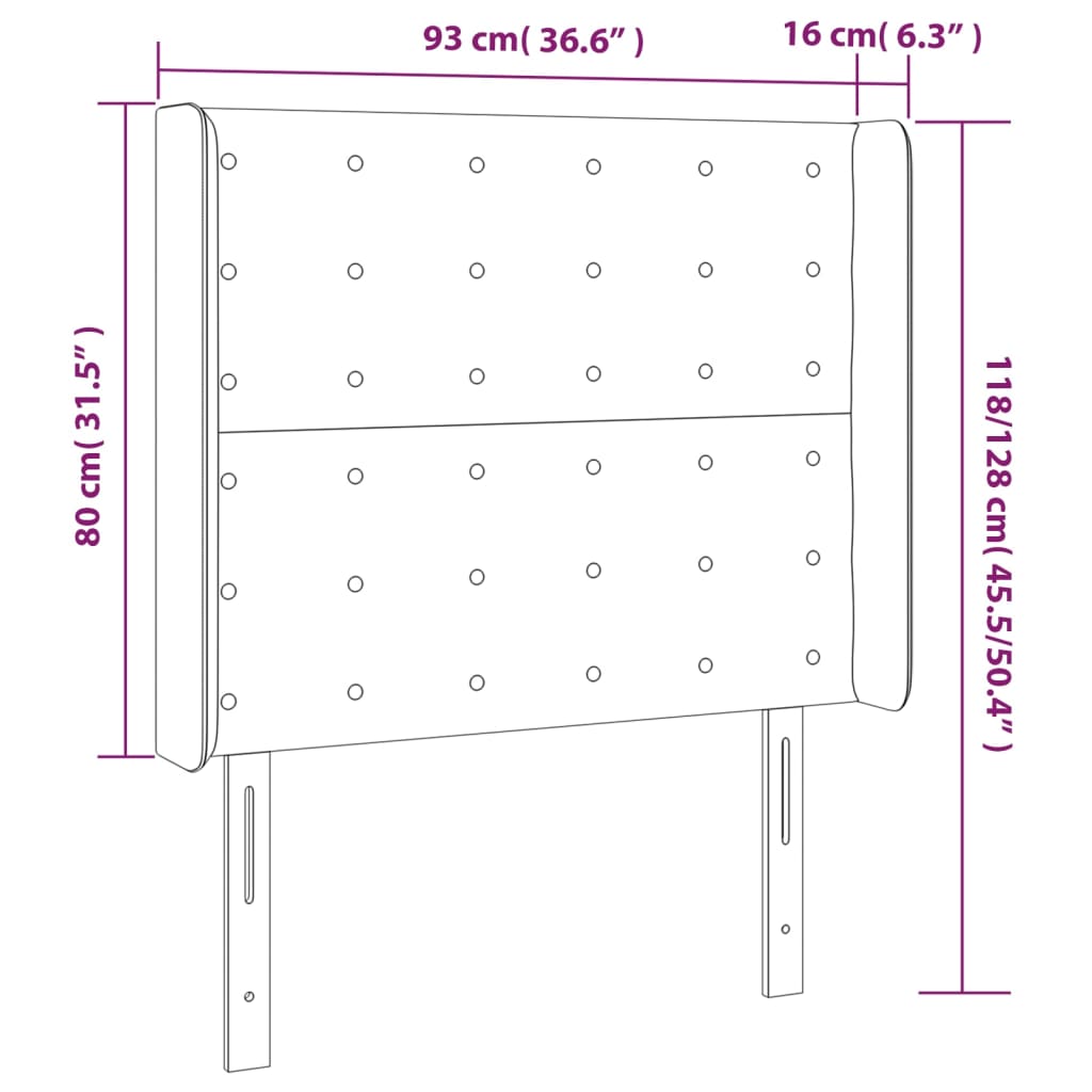 vidaXL Κεφαλάρι με Πτερύγια Κρεμ 93x16x118/128 εκ. Συνθετικό Δέρμα