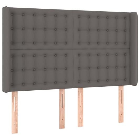 vidaXL Κεφαλάρι με Πτερύγια Γκρι 147x16x118/128εκ.Συνθετικό Δέρμα