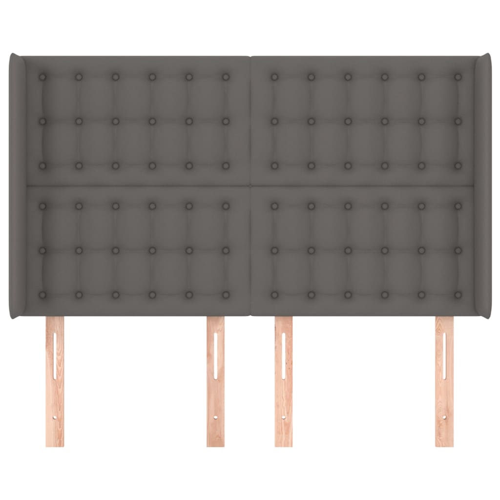 vidaXL Κεφαλάρι με Πτερύγια Γκρι 147x16x118/128εκ.Συνθετικό Δέρμα