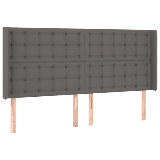 vidaXL Κεφαλάρι με Πτερύγια Γκρι 163x16x118/128 εκ. Συνθετικό Δέρμα