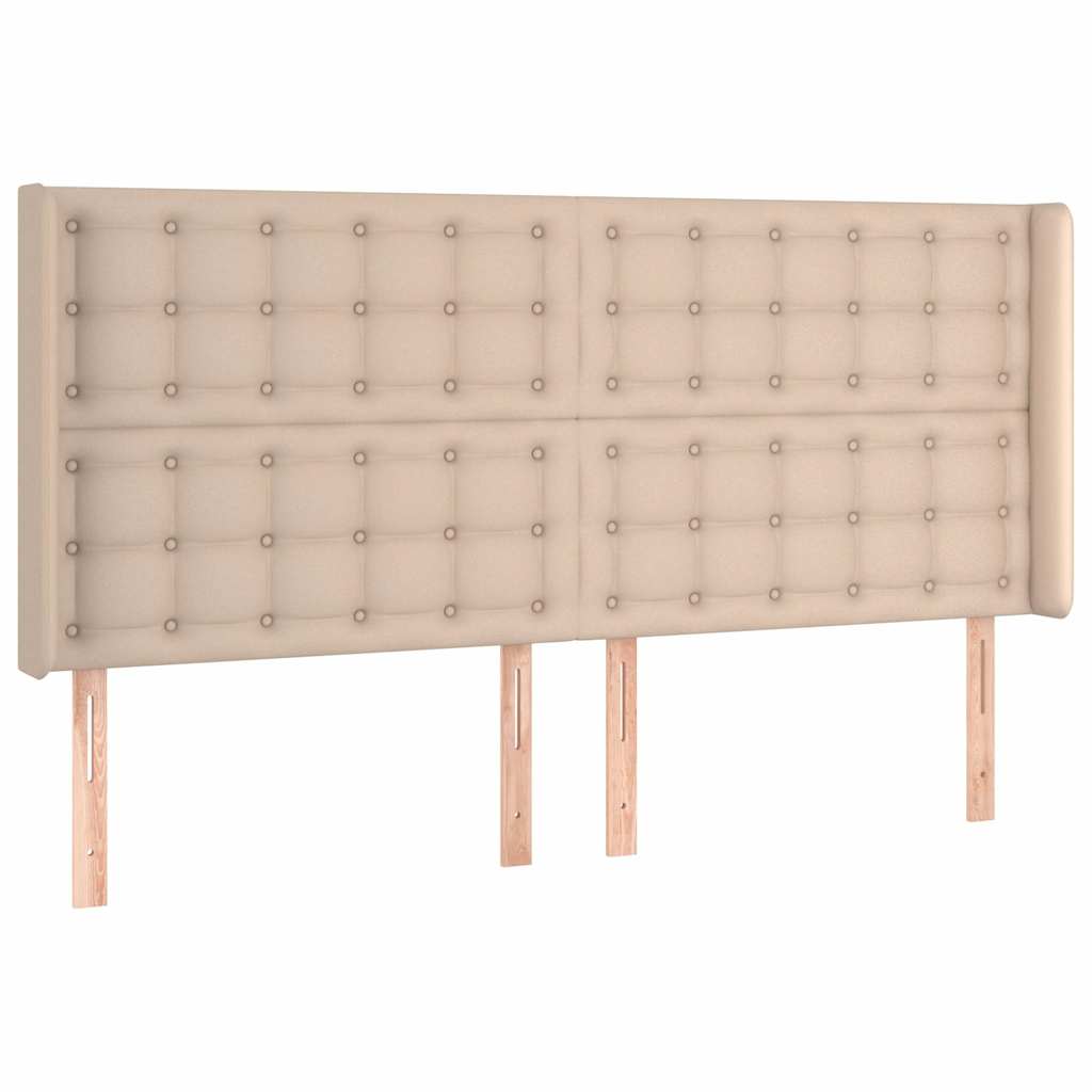 vidaXL Κεφαλάρι με Πτερύγια Καπουτσίνο 163x16x118/128 εκ. Συνθ. Δέρμα