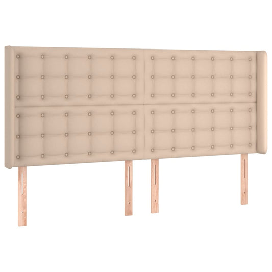 vidaXL Κεφαλάρι με Πτερύγια Καπουτσίνο 163x16x118/128 εκ. Συνθ. Δέρμα