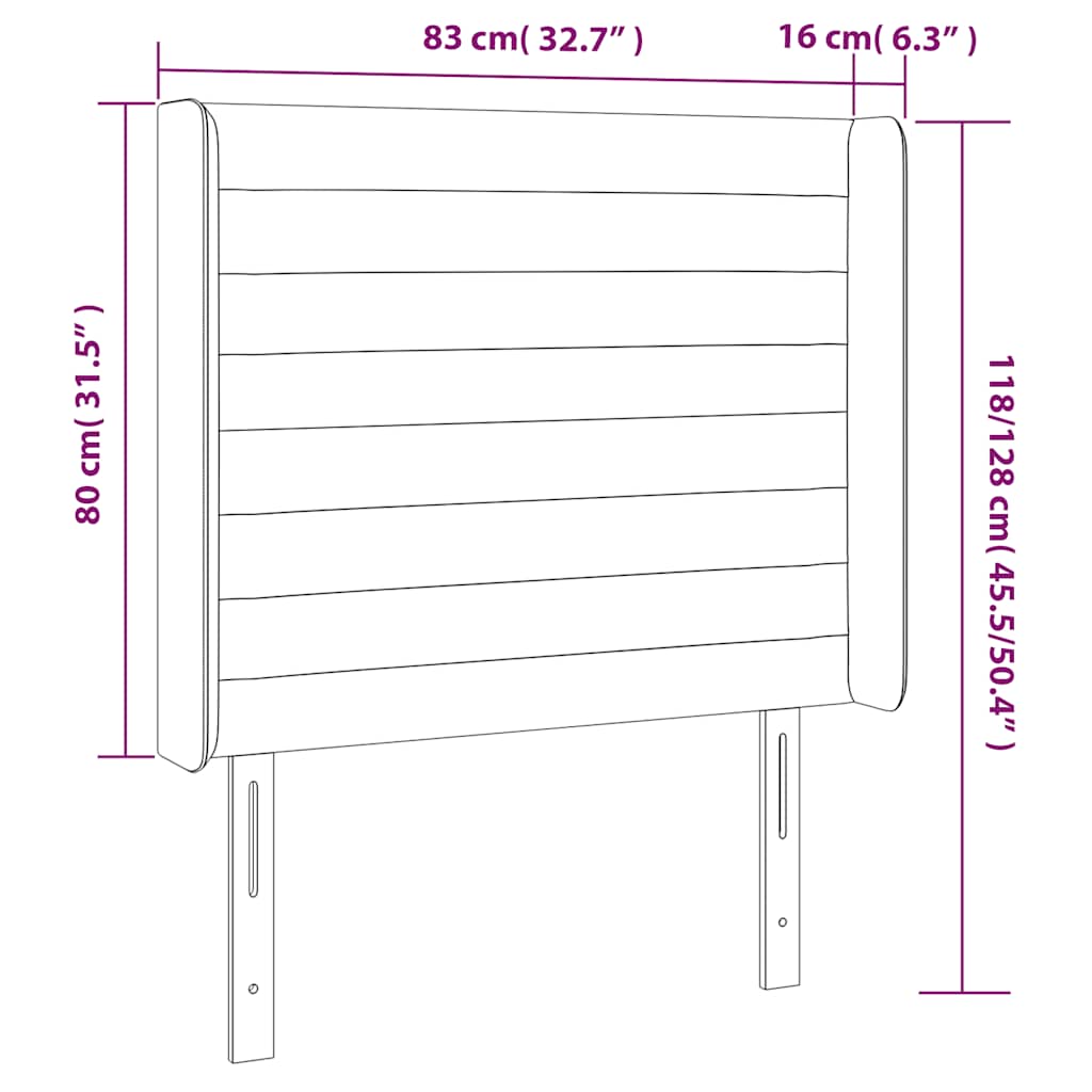 vidaXL Κεφαλάρι με Πτερύγια Πράσινο 83x16x118/128 εκ. Βελούδινο