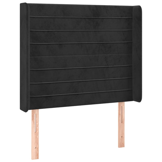 vidaXL Κεφαλάρι με Πτερύγια Μαύρο 93x16x118/128 εκ. Βελούδινο
