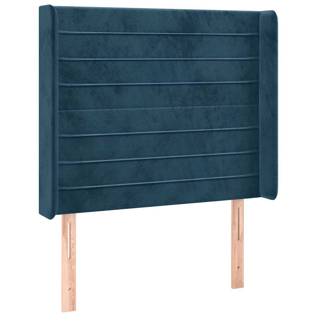 vidaXL Κεφαλάρι με ΠτερύγιαΣκούρο Μπλε 93x16x118/128 εκ. Βελούδινο