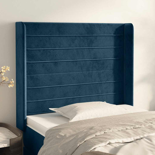 vidaXL Κεφαλάρι με ΠτερύγιαΣκούρο Μπλε 93x16x118/128 εκ. Βελούδινο