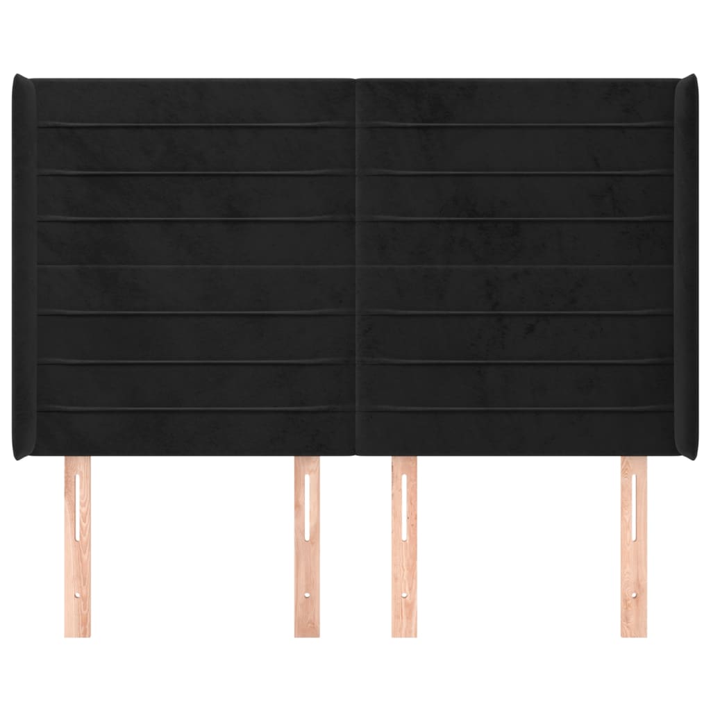 vidaXL Κεφαλάρι με Πτερύγια Μαύρο 147x16x118/128 εκ. Βελούδινο