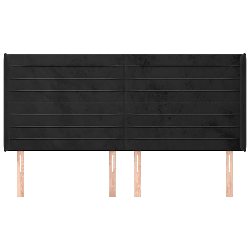 vidaXL Κεφαλάρι με Πτερύγια Μαύρο 163x16x118/128 εκ. Βελούδινο