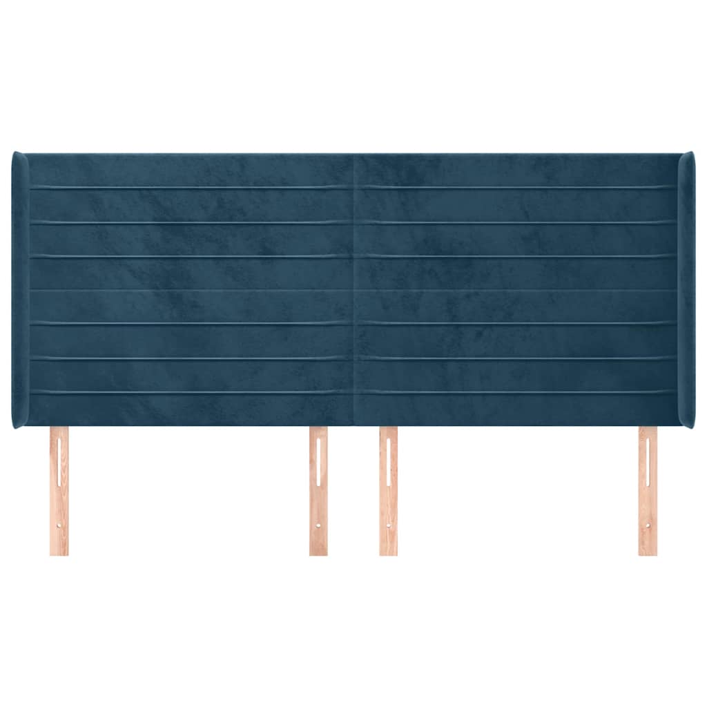 vidaXL Κεφαλάρι με Πτερύγια Σκούρο Μπλε163x16x118/128 εκ. Βελούδινο