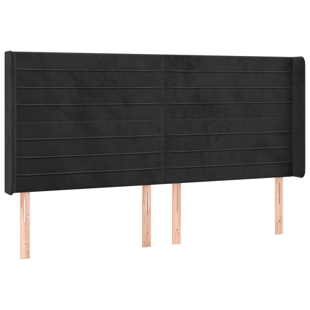 vidaXL Κεφαλάρι με Πτερύγια Μαύρο 183x16x118/128 εκ. Βελούδινο