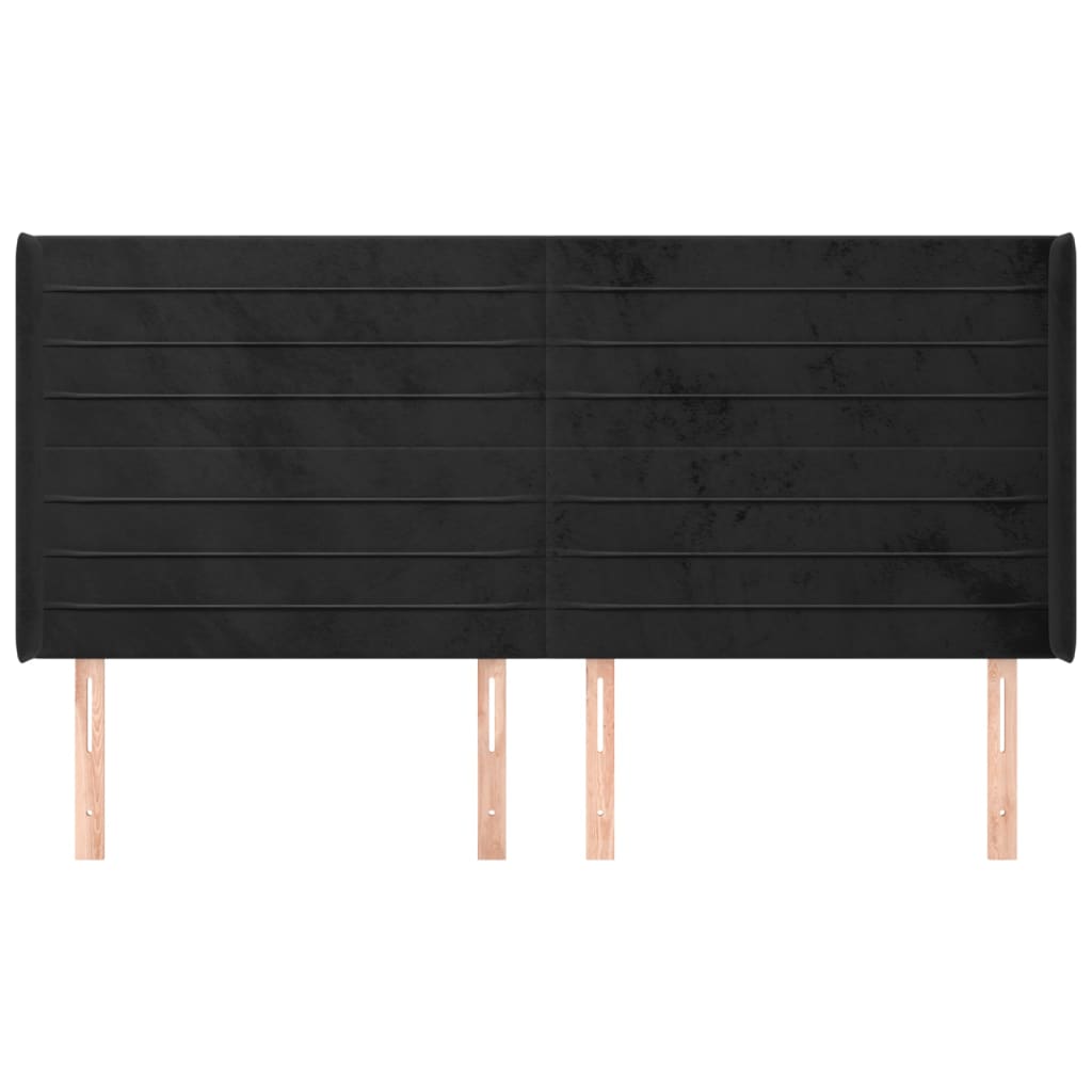 vidaXL Κεφαλάρι με Πτερύγια Μαύρο 183x16x118/128 εκ. Βελούδινο