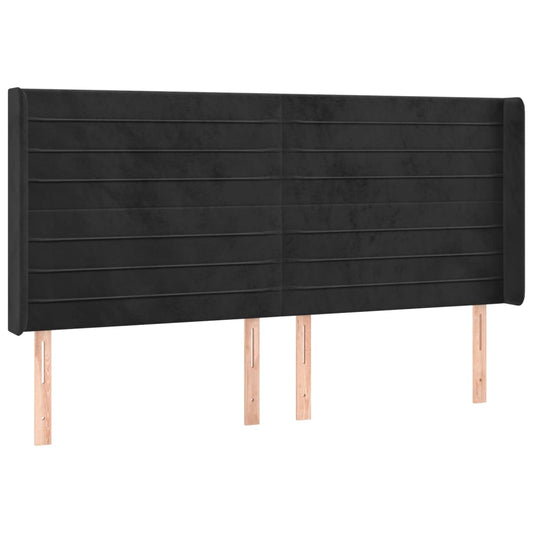 vidaXL Κεφαλάρι με Πτερύγια Μαύρο 203x16x118/128 εκ. Βελούδινο