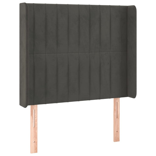 vidaXL Κεφαλάρι με Πτερύγια Σκούρο Γκρι 93x16x118/128εκ.Βελούδινο