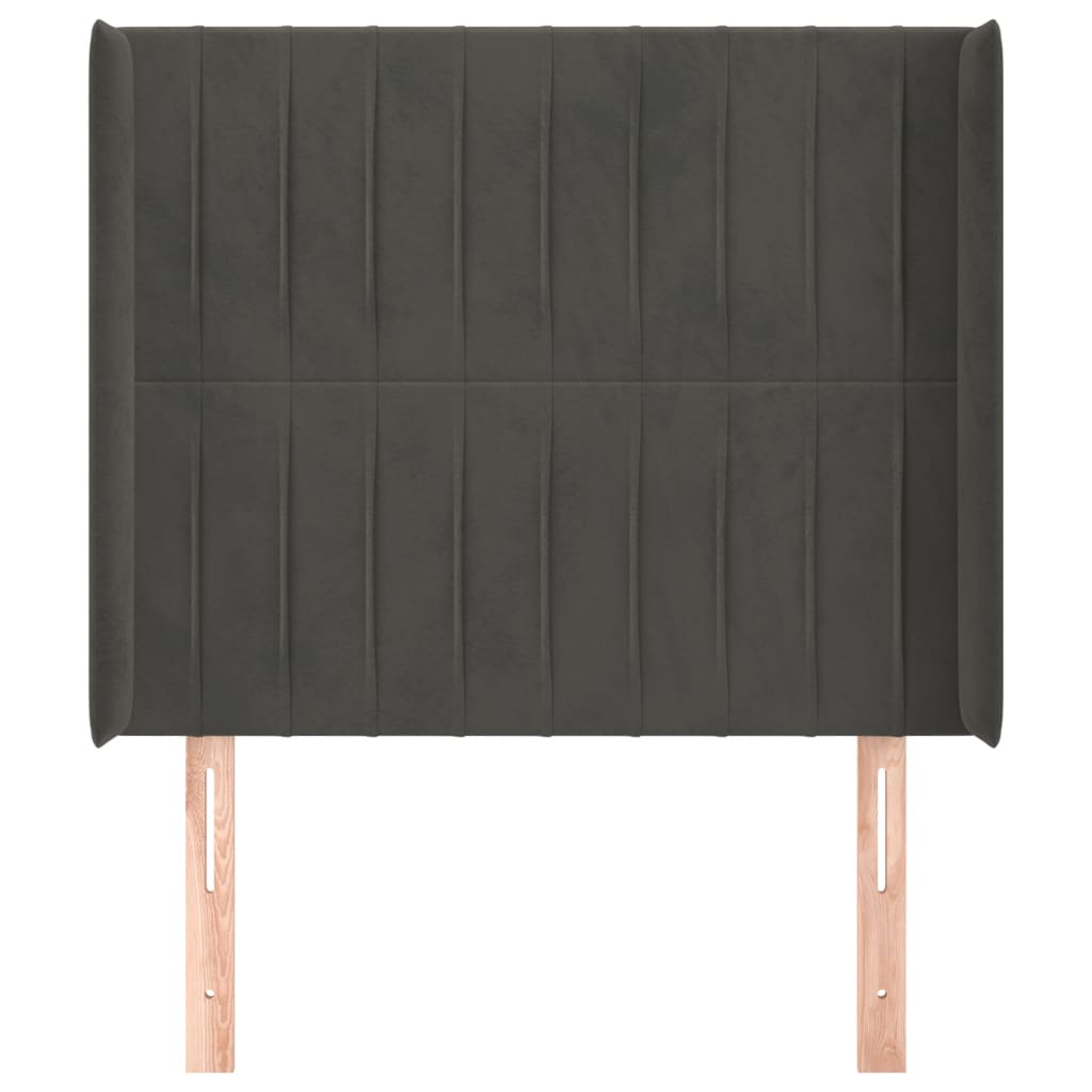 vidaXL Κεφαλάρι με Πτερύγια Σκούρο Γκρι 93x16x118/128εκ.Βελούδινο