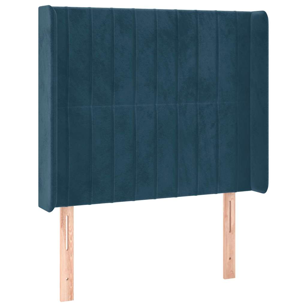 vidaXL Κεφαλάρι με ΠτερύγιαΣκούρο Μπλε 93x16x118/128 εκ. Βελούδινο