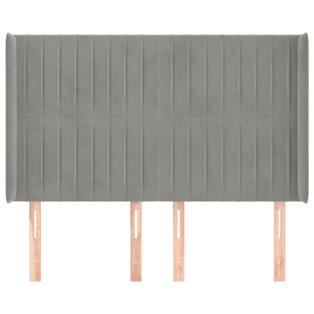 vidaXL Κεφαλάρι με Πτερύγια Ανοιχτό Γκρι 147x16x118/128 εκ. Βελούδινο