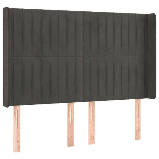 vidaXL Κεφαλάρι με Πτερύγια Σκούρο Γκρι 147x16x118/128εκ.Βελούδινο