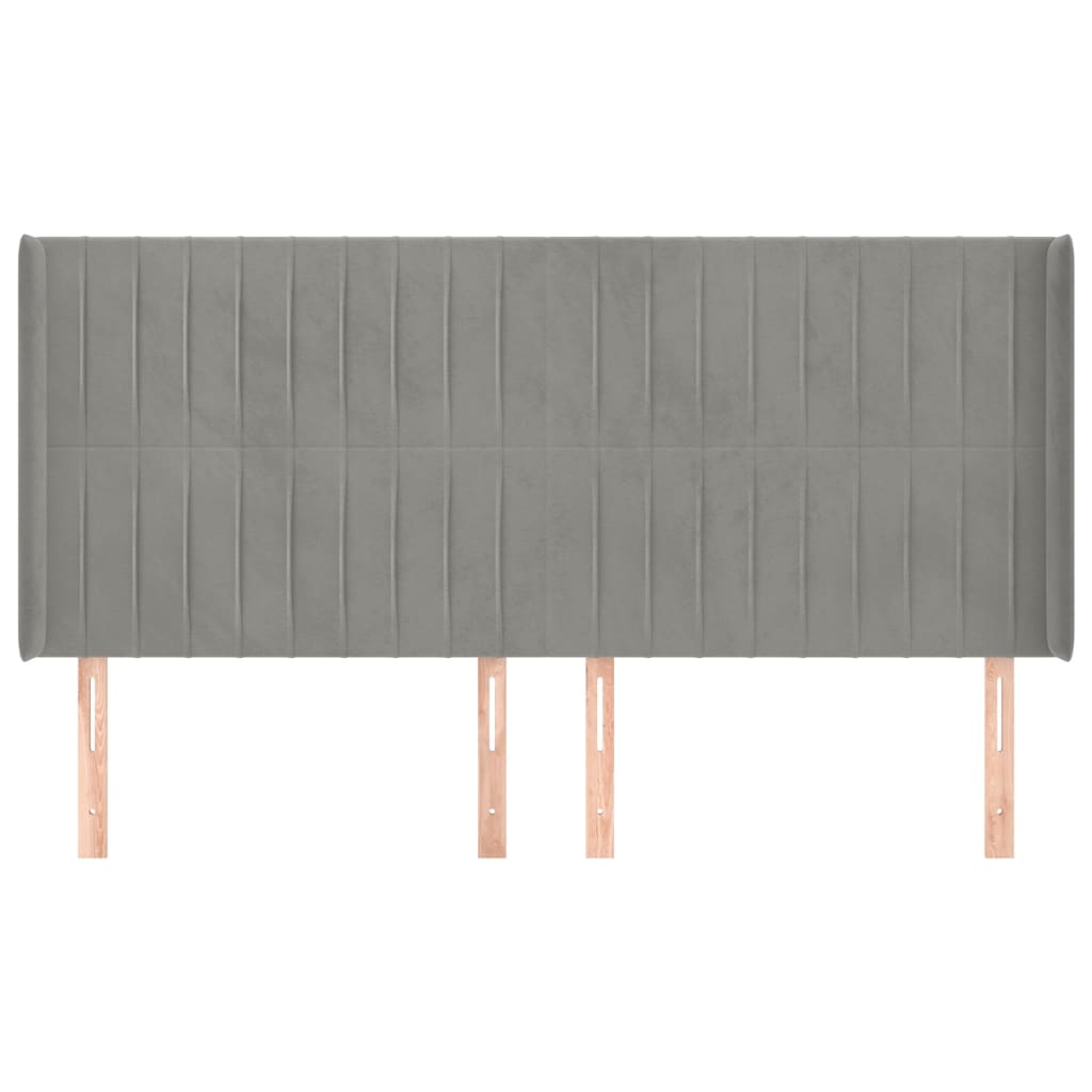 vidaXL Κεφαλάρι με Πτερύγια Ανοιχτό Γκρι 183x16x118/128 εκ. Βελούδινο