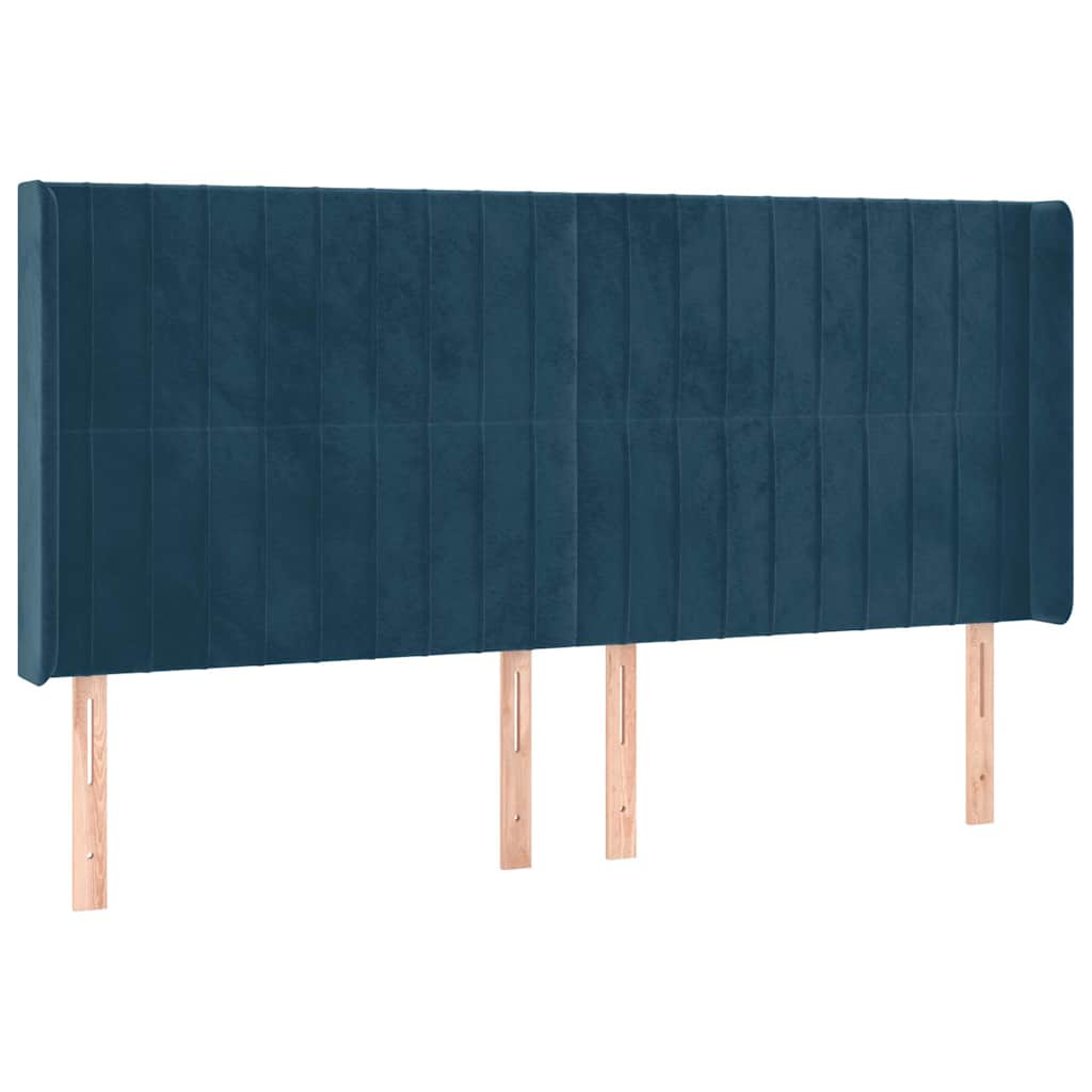 vidaXL Κεφαλάρι με Πτερύγια Σκούρο Μπλε 183x16x118/128 εκ. Βελούδινο