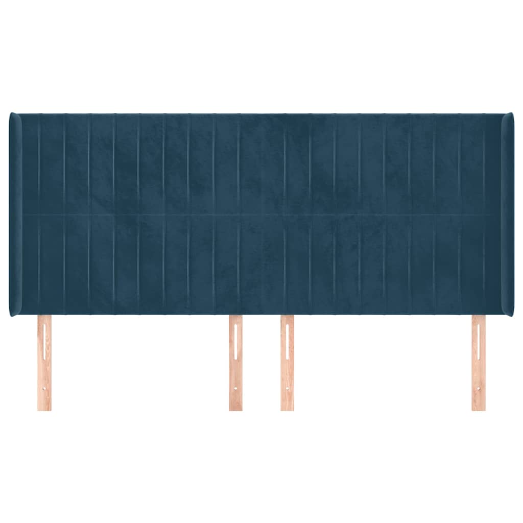 vidaXL Κεφαλάρι με Πτερύγια Σκούρο Μπλε 183x16x118/128 εκ. Βελούδινο