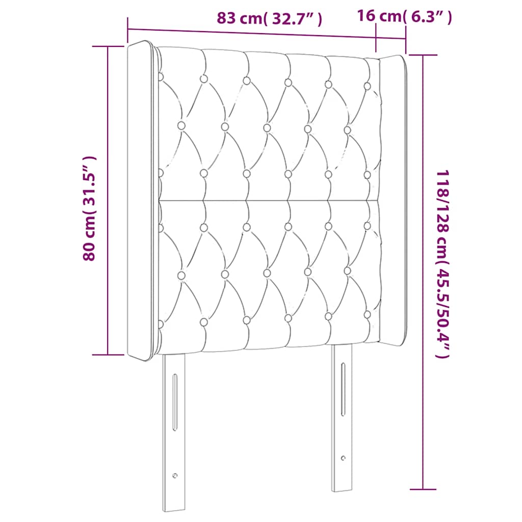 vidaXL Κεφαλάρι με Πτερύγια Πράσινο 83x16x118/128 εκ. Βελούδινο