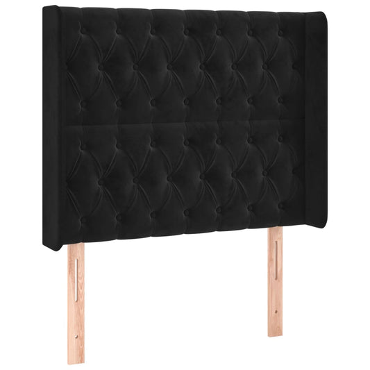 vidaXL Κεφαλάρι με Πτερύγια Μαύρο 93x16x118/128 εκ. Βελούδινο