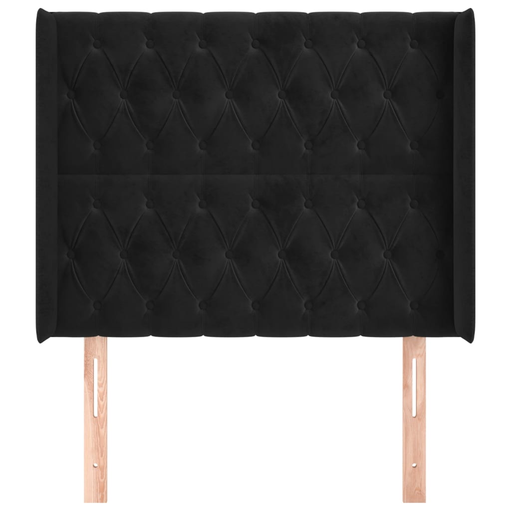 vidaXL Κεφαλάρι με Πτερύγια Μαύρο 93x16x118/128 εκ. Βελούδινο
