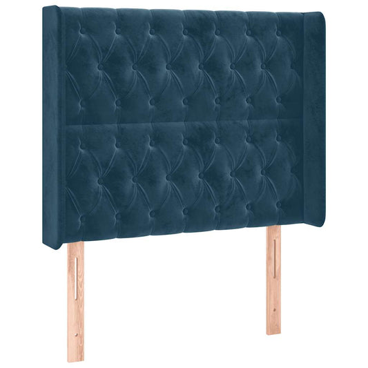 vidaXL Κεφαλάρι με Πτερύγια Σκούρο Μπλε 103x16x118/128 εκ. Βελούδινο