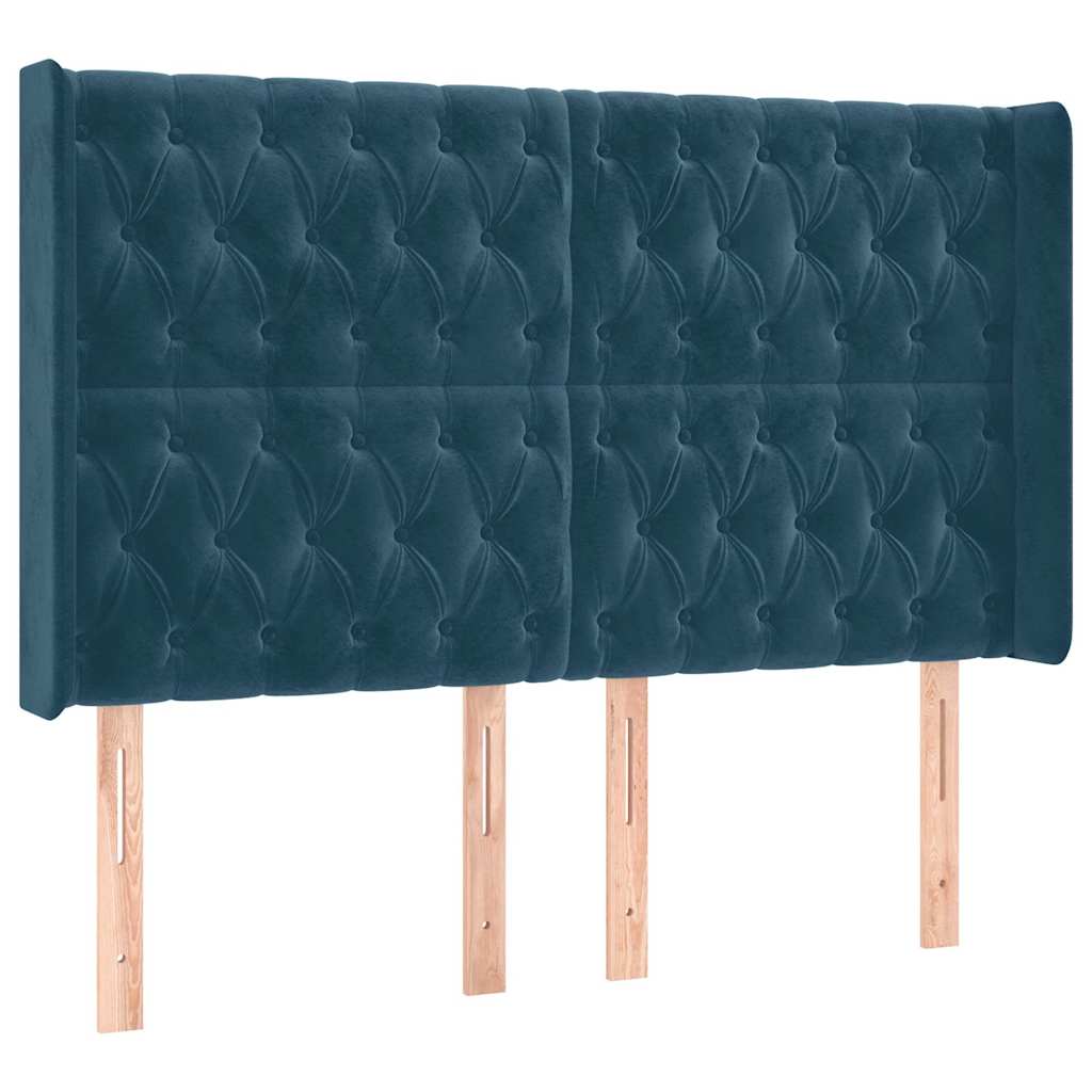 vidaXL Κεφαλάρι με Πτερύγια Σκούρο Μπλε 147x16x118/128 εκ. Βελούδινο