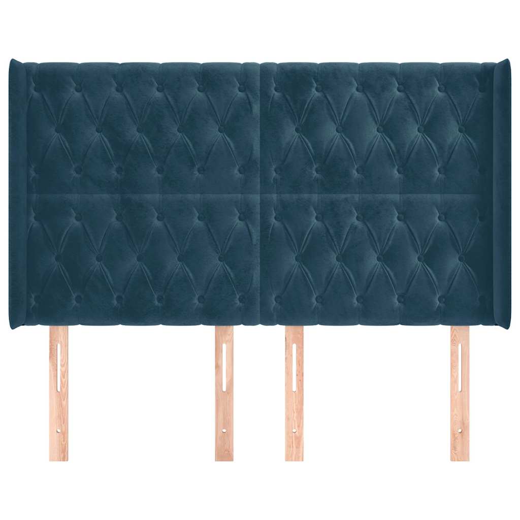 vidaXL Κεφαλάρι με Πτερύγια Σκούρο Μπλε 147x16x118/128 εκ. Βελούδινο