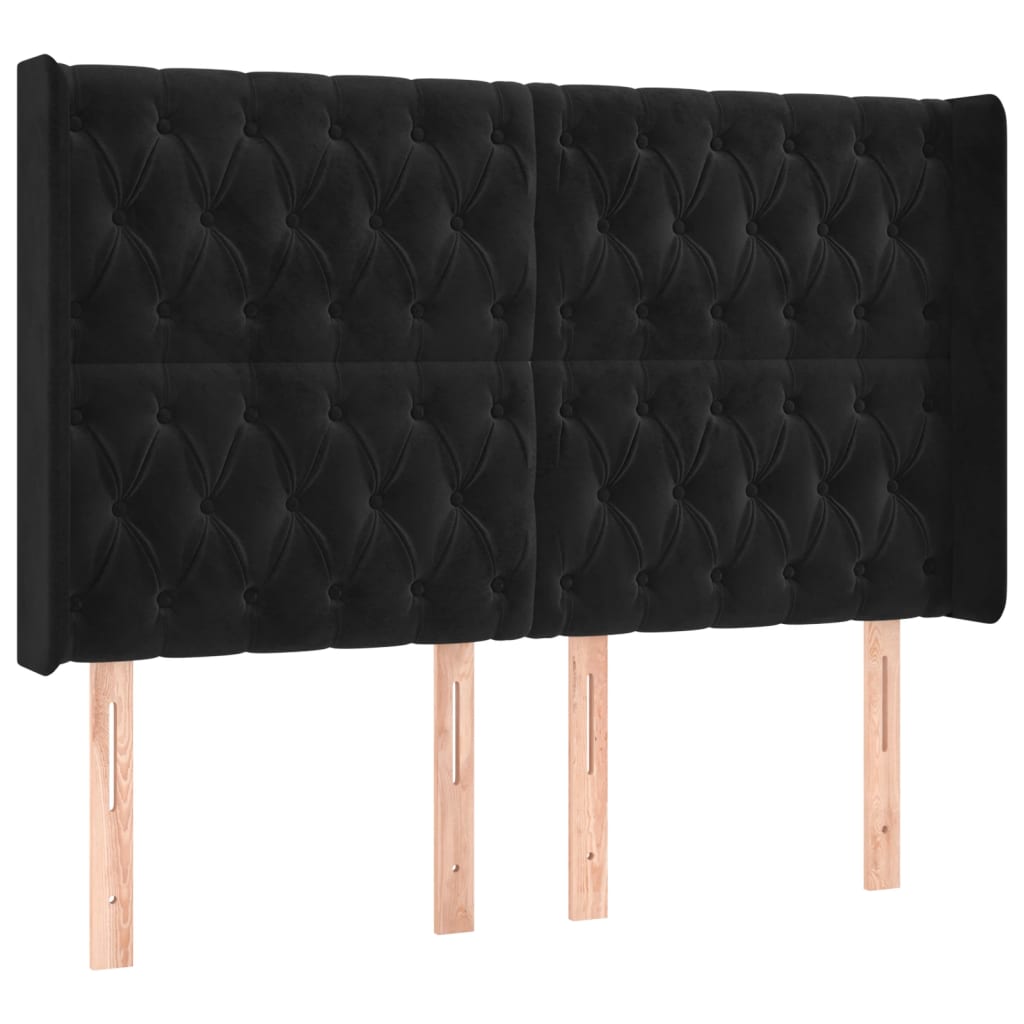 vidaXL Κεφαλάρι με Πτερύγια Μαύρο 163x16x118/128 εκ. Βελούδινο