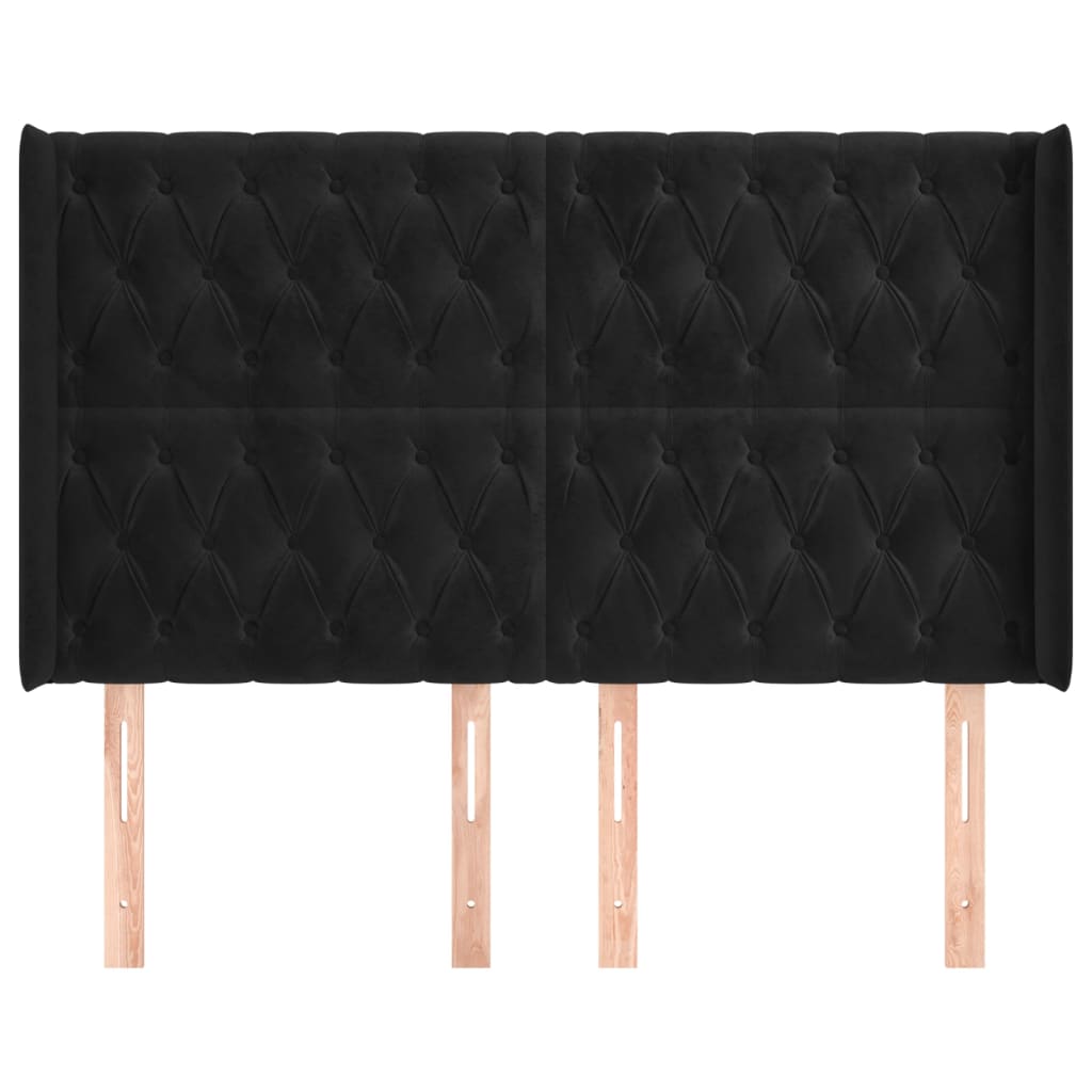 vidaXL Κεφαλάρι με Πτερύγια Μαύρο 163x16x118/128 εκ. Βελούδινο