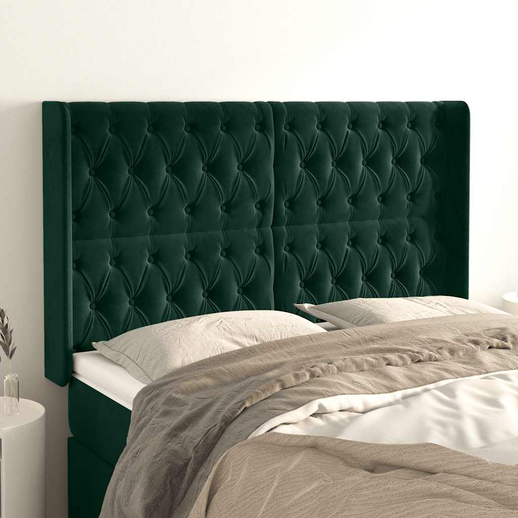 vidaXL Κεφαλάρι με Πτερύγια Πράσινο 163x16x118/128 εκ. Βελούδινο