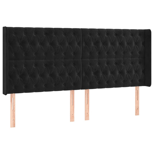 vidaXL Κεφαλάρι με Πτερύγια Μαύρο 203x16x118/128 εκ. Βελούδινο