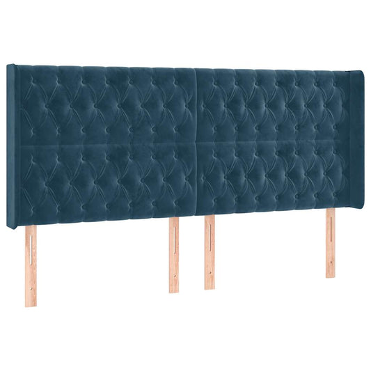 vidaXL Κεφαλάρι με Πτερύγια Σκούρο Μπλε 203x16x118/128 εκ. Βελούδινο