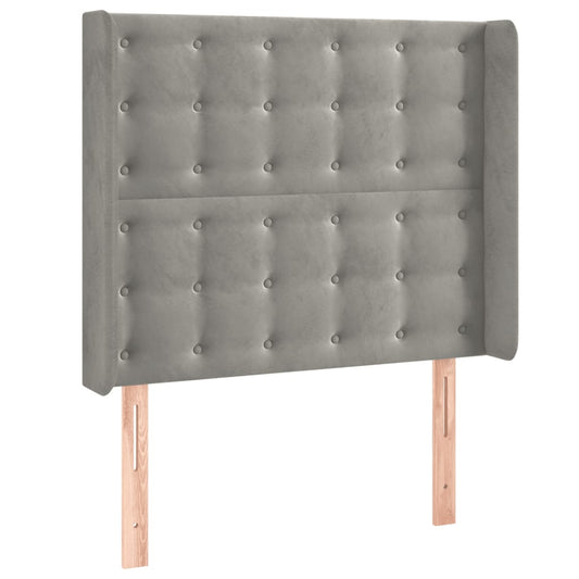 vidaXL Κεφαλάρι με Πτερύγια Ανοιχτό Γκρι 83x16x118/128 εκ. Βελούδινο