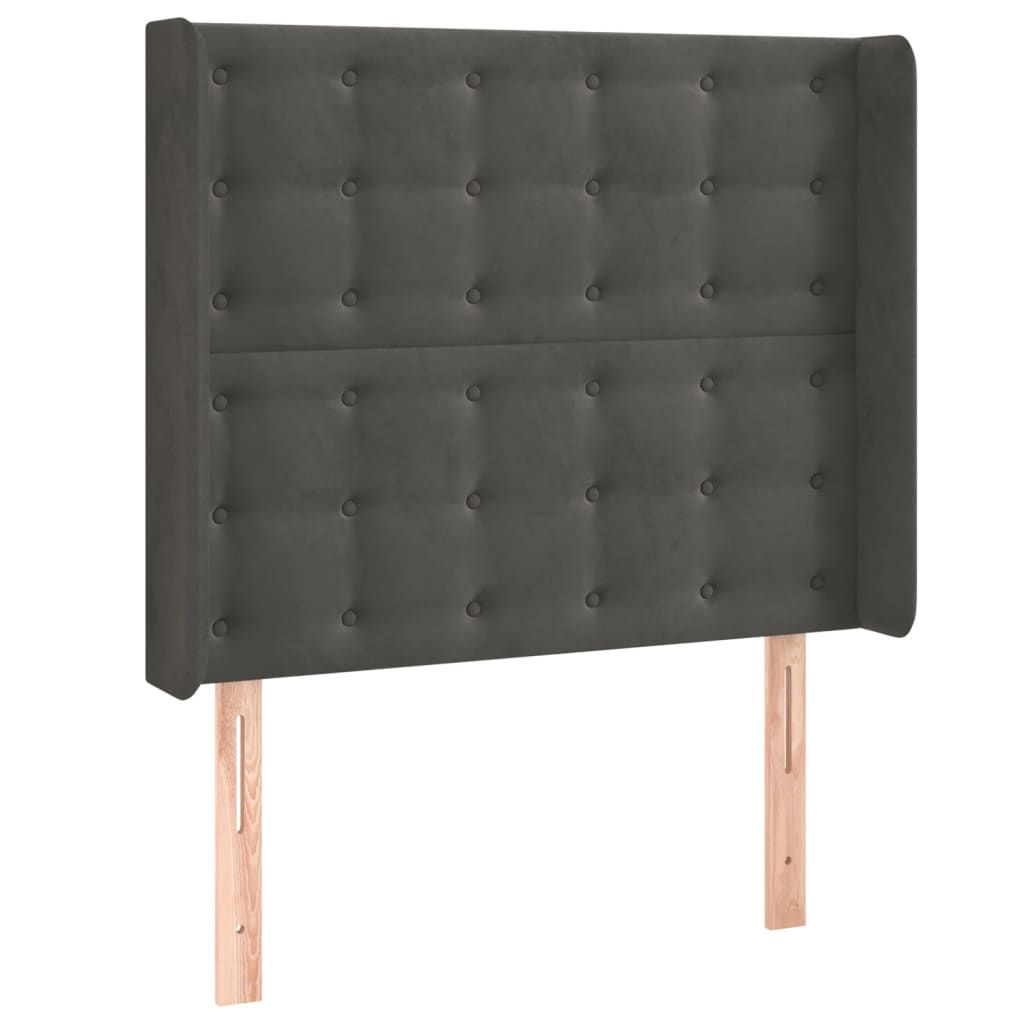 vidaXL Κεφαλάρι με Πτερύγια Σκούρο Γκρι 83x16x118/128εκ.Βελούδινο