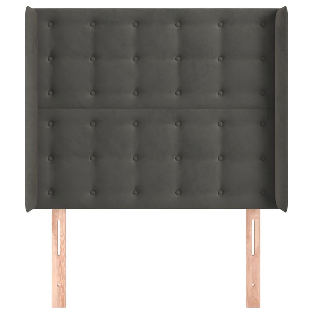vidaXL Κεφαλάρι με Πτερύγια Σκούρο Γκρι 83x16x118/128εκ.Βελούδινο