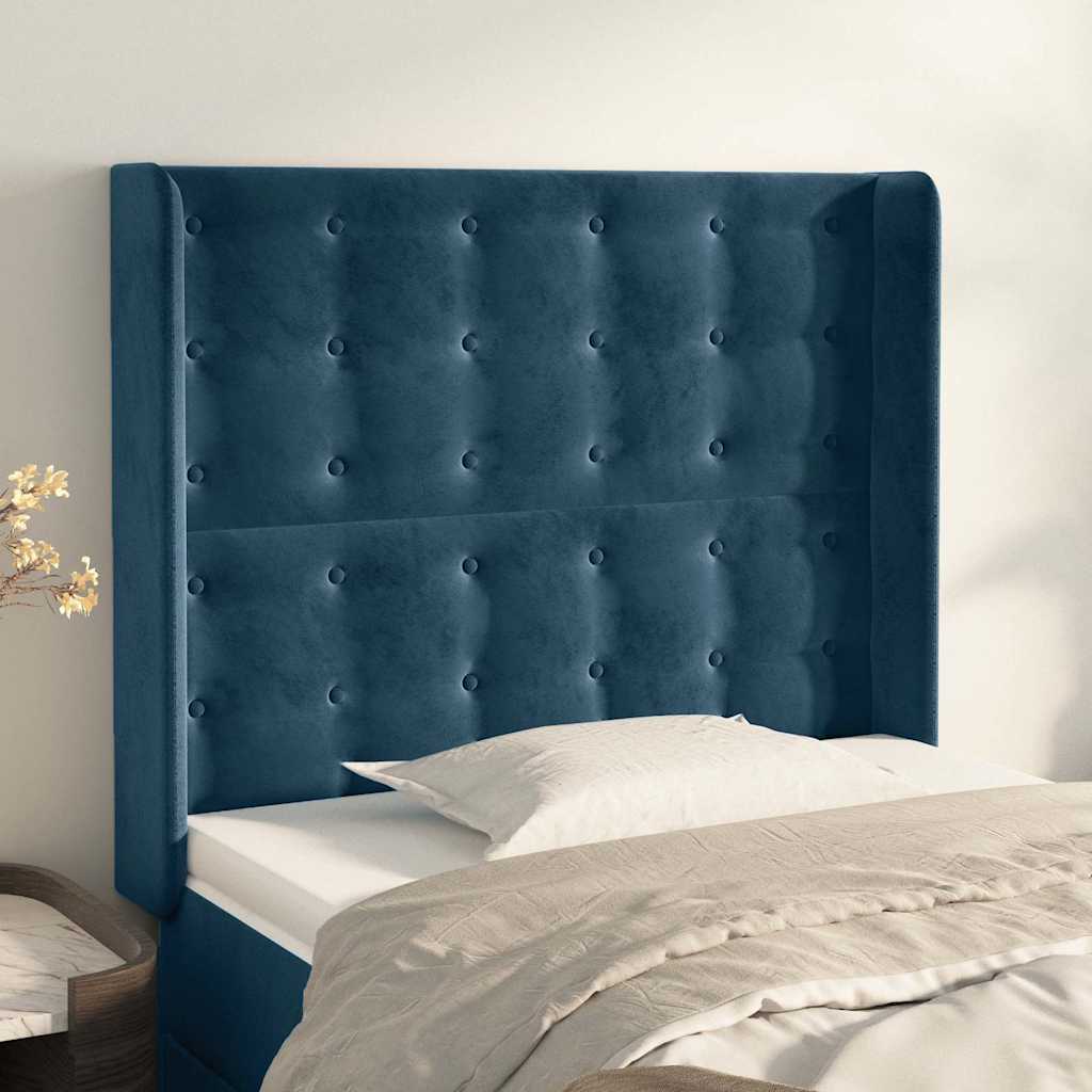 vidaXL Κεφαλάρι με Πτερύγια Σκούρο Μπλε 83x16x118/128 εκ. Βελούδινο