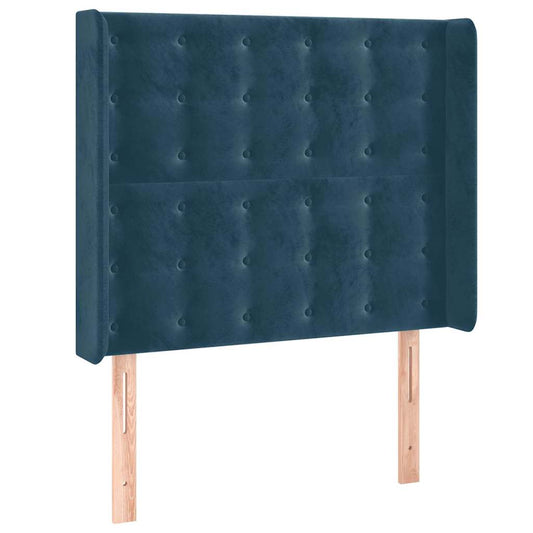vidaXL Κεφαλάρι με ΠτερύγιαΣκούρο Μπλε 93x16x118/128 εκ. Βελούδινο