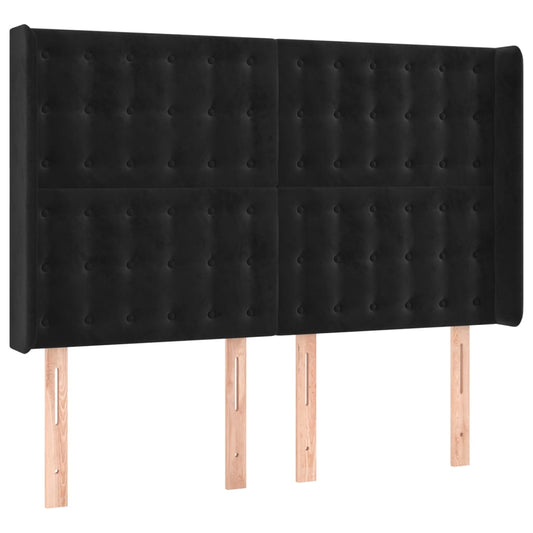 vidaXL Κεφαλάρι με Πτερύγια Μαύρο 147x16x118/128 εκ. Βελούδινο