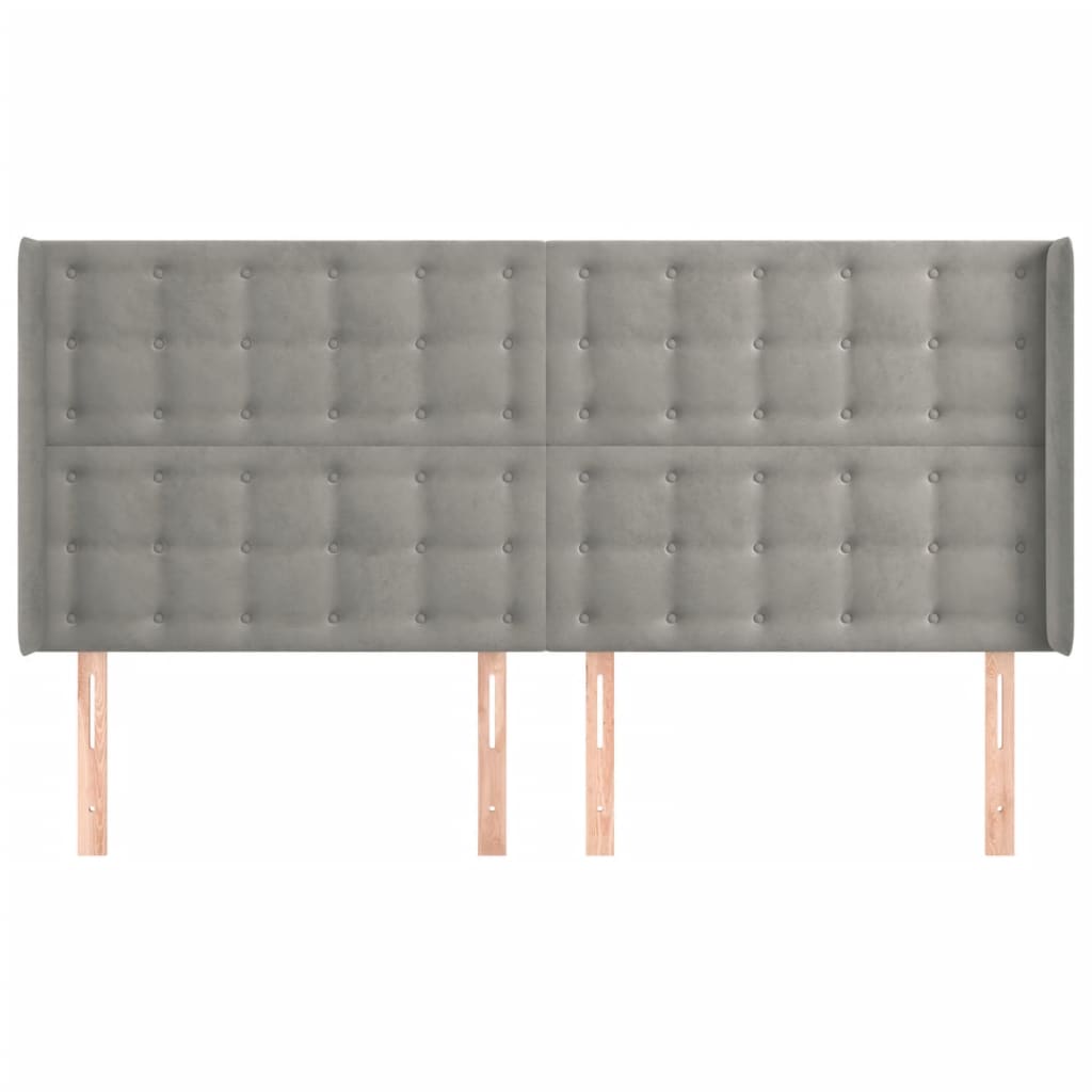 vidaXL Κεφαλάρι με Πτερύγια Ανοιχτό Γκρι 163x16x118/128 εκ. Βελούδινο