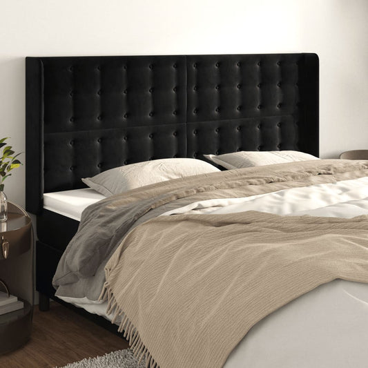 vidaXL Κεφαλάρι με Πτερύγια Μαύρο 163x16x118/128 εκ. Βελούδινο