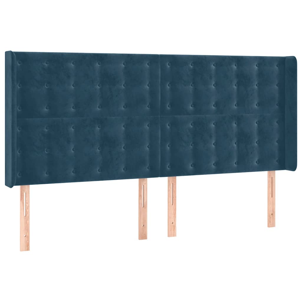 vidaXL Κεφαλάρι με Πτερύγια Σκούρο Μπλε163x16x118/128 εκ. Βελούδινο
