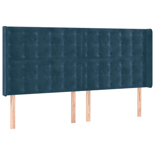 vidaXL Κεφαλάρι με Πτερύγια Σκούρο Μπλε163x16x118/128 εκ. Βελούδινο