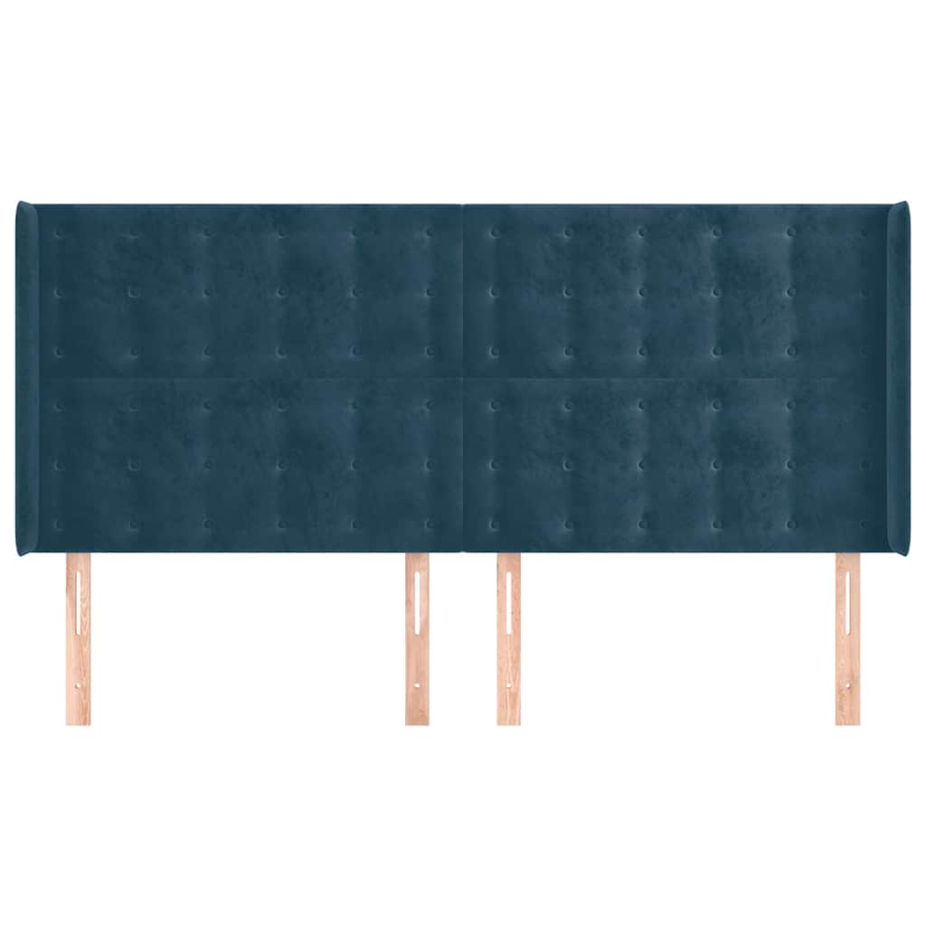 vidaXL Κεφαλάρι με Πτερύγια Σκούρο Μπλε163x16x118/128 εκ. Βελούδινο