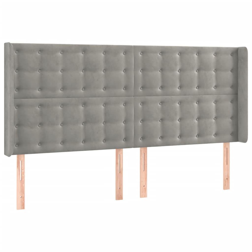 vidaXL Κεφαλάρι με Πτερύγια Ανοιχτό Γκρι 183x16x118/128 εκ. Βελούδινο